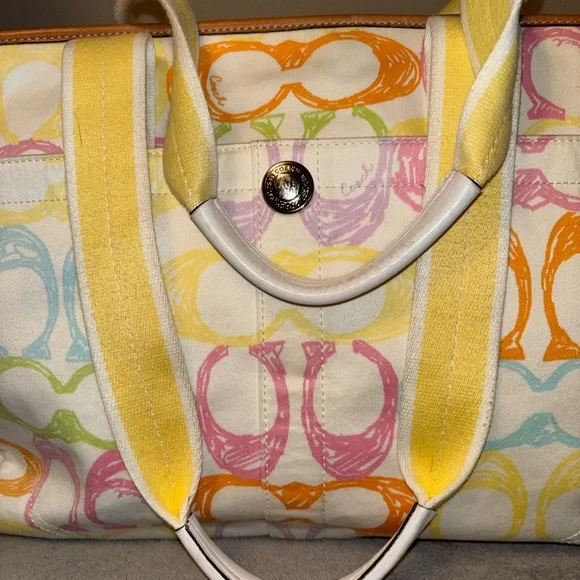 Coach Multicolor Coach Hampton Scribble Signature Tote Bag - Picture 2 of 14
